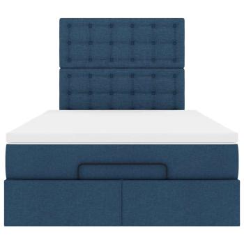 Ottoman-Bett mit Matratze Blau 120x190 cm Stoff