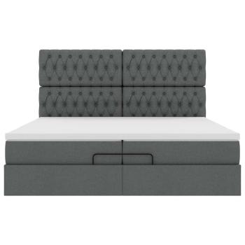 Ottoman-Bett mit Matratzen Dunkelgrau 200x200 cm Stoff