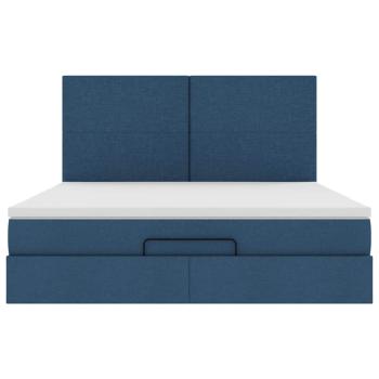Ottoman-Bett mit Matratze & LEDs Blau 180x200 cm Stoff