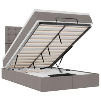 Ottoman-Bett mit Matratze Taupe 120x190 cm Stoff