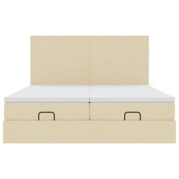 Ottoman-Bett mit Matratzen Creme 160x200 cm Stoff
