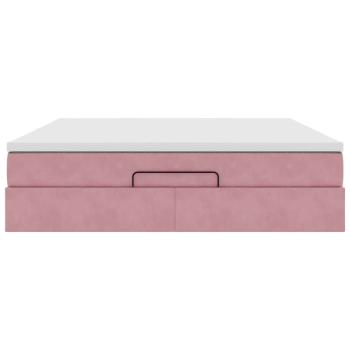 Ottoman-Bett mit Matratze Rosa 180x200 cm Samt
