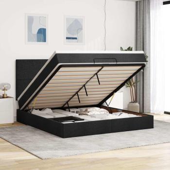 ARDEBO.de - Ottoman-Bett mit Matratze Schwarz 180x200 cm Stoff