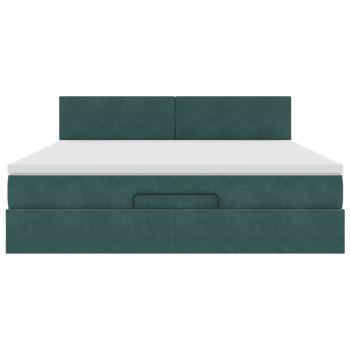 Ottoman-Bett mit Matratze Dunkelgrün 180x200 cm Samt