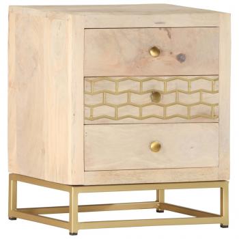 Nachttisch Golden 40x30x50 cm Massivholz Mango