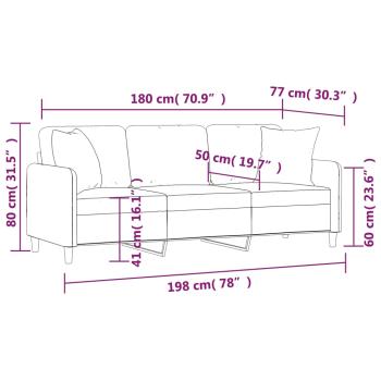 3-Sitzer-Sofa mit Zierkissen Weinrot 180 cm Stoff