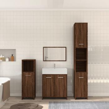 ARDEBO.de - 4-tlg. Badmöbel-Set Braun Eichen-Optik Holzwerkstoff