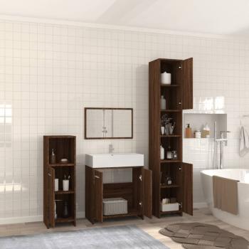 4-tlg. Badmöbel-Set Braun Eichen-Optik Holzwerkstoff