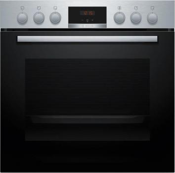 Bosch HND411LR63 EEK: A+ Einbau-Herd-Set mit Elektro-Kochfeld (HEA513BR3 + NKN645GA2E), 60 cm breit, 74 L, 3D-Heißluft, Drehwähler, Kindersicherung, Rahmen aufliegend, schwarz