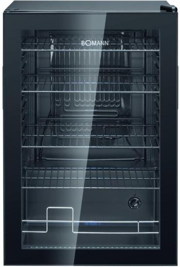 ARDEBO.de Bomann KSG 7290 Glastür-Kühlschrank, 54 cm breit, 115 Liter, Raum für 178 Dosen à 330 ml, schwarz