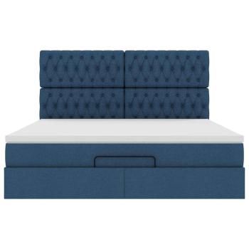Ottoman-Bett mit Matratze Blau 180x200 cm Stoff