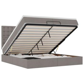 Ottoman-Bett mit Matratzen Taupe 200x200 cm Stoff