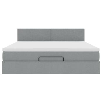 Ottoman-Bett mit Matratze Hellgrau 160x200 cm Stoff