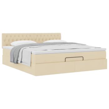 Ottoman-Bett mit Matratze Creme 180x200 cm Stoff