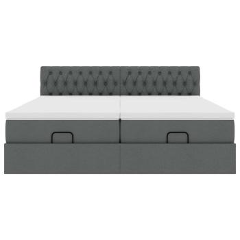 Ottoman-Bett mit Matratzen Dunkelgrau 200x200 cm Stoff