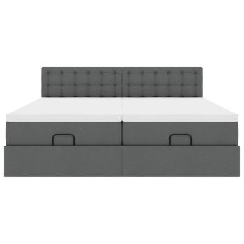 Ottoman-Bett mit Matratzen Dunkelgrau 180x200 cm Stoff