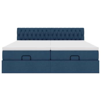 Ottoman-Bett mit Matratzen Blau 200x200 cm Stoff