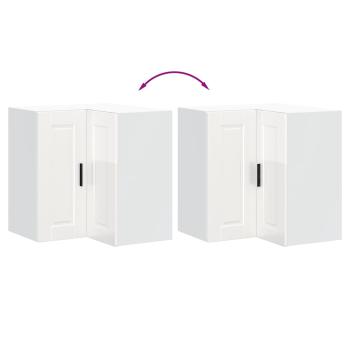 Küchen-Eckhängeschrank Porto Hochglanz-Weiß Holzwerkstoff