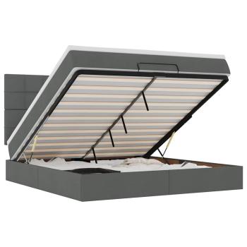 Ottoman-Bett mit Matratze Dunkelgrau 160x200 cm Stoff