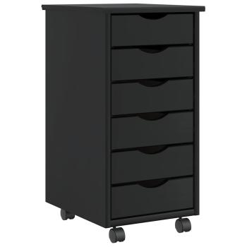 ARDEBO.de - Rollschrank mit Schubladen MOSS Schwarz Massivholz Kiefer