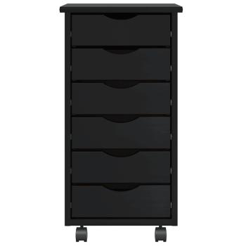 Rollschrank mit Schubladen MOSS Schwarz Massivholz Kiefer
