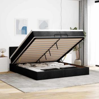ARDEBO.de - Ottoman-Bett mit Matratze Schwarz 200x200 cm Stoff