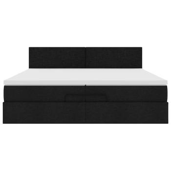 Ottoman-Bett mit Matratze Schwarz 200x200 cm Stoff