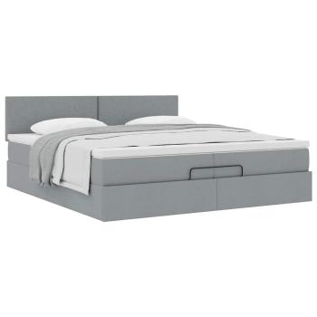 Ottoman-Bett mit Matratze Hellgrau 200x200 cm Stoff