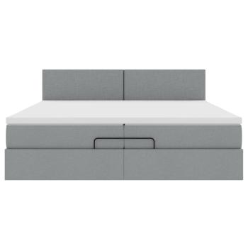 Ottoman-Bett mit Matratze Hellgrau 200x200 cm Stoff