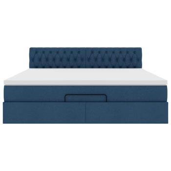 Ottoman-Bett mit Matratze Blau 160x200 cm Stoff
