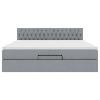 Ottoman-Bett mit Matratze Hellgrau 200x200 cm Stoff