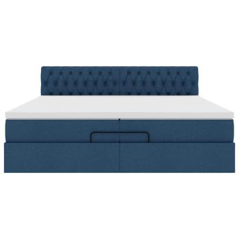 Ottoman-Bett mit Matratze Blau 200x200 cm Stoff