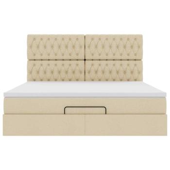Ottoman-Bett mit Matratze Creme 180x200 cm Stoff