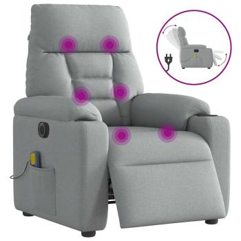 ARDEBO.de - Massagesessel Elektrisch Hellgrau Stoff