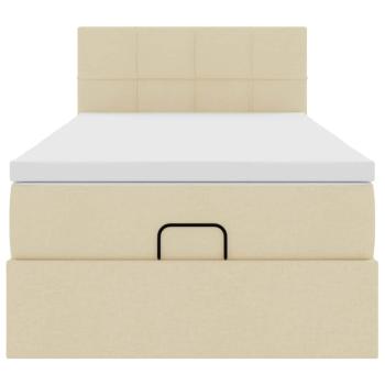 Ottoman-Bett mit Matratze Creme 80x200 cm Stoff