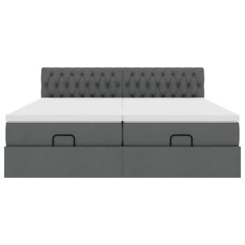 Ottoman-Bett mit Matratzen Dunkelgrau 200x200 cm Stoff