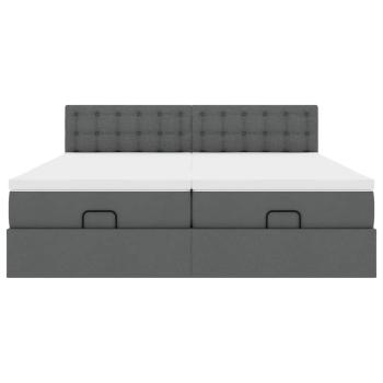 Ottoman-Bett mit Matratzen Dunkelgrau 160x200 cm Stoff