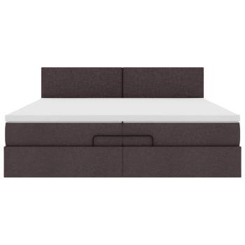 Ottoman-Bett mit Matratze Dunkelbraun 200x200 cm Stoff