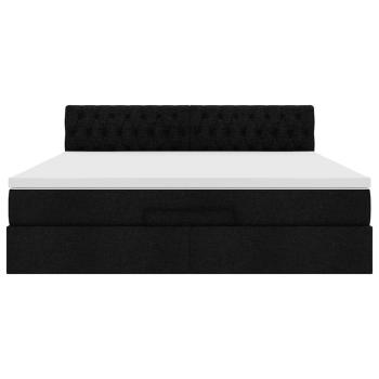 Ottoman-Bett mit Matratze Schwarz 180x200 cm Stoff