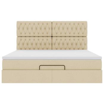 Ottoman-Bett mit Matratze Creme 160x200 cm Stoff