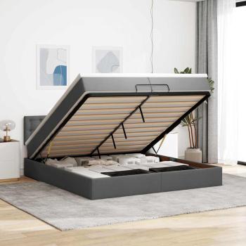 ARDEBO.de - Ottoman-Bett mit Matratze Dunkelgrau 200x200 cm Stoff