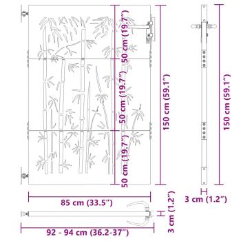 Gartentor 85x150 cm Cortenstahl Bambus-Design