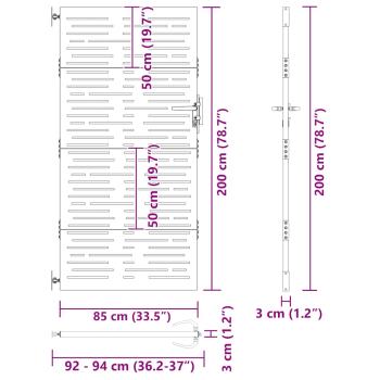 Gartentor 85x200 cm Cortenstahl Quadratisches Design