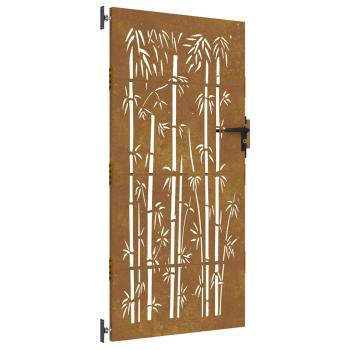 Gartentor 85x200 cm Cortenstahl Bambus-Design