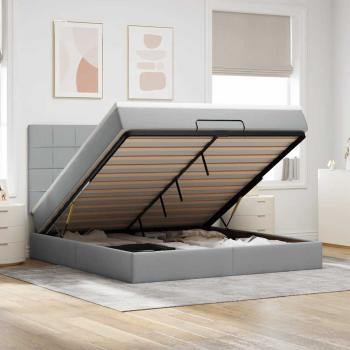 ARDEBO.de - Ottoman-Bett mit Matratze Hellgrau 160x200 cm Stoff