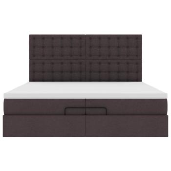 ARDEBO.de - Ottoman-Bett mit Matratzen Dunkelbraun 200x200 cm Stoff