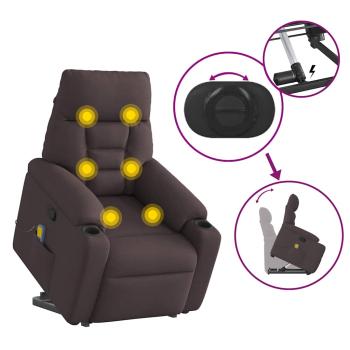 Massagesessel mit Aufstehhilfe Dunkelbraun Stoff
