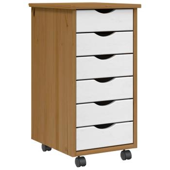 ARDEBO.de - Rollschrank mit Schubladen MOSS Honigbraun Massivholz Kiefer