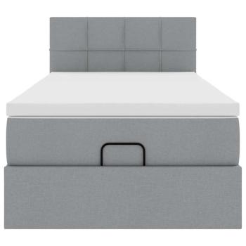 Ottoman-Bett mit Matratze Hellgrau 90x190 cm Stoff