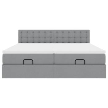 Ottoman-Bett mit Matratzen Hellgrau 180x200 cm Stoff